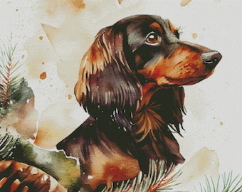 Festive Dachshund Christmas Cross Stitch Pattern (Digital PDF)