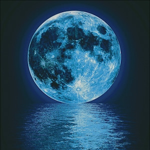 Full blue super moon counted cross stitch pattern
