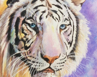 White bengal tiger wild cat digital counted cross stitch pattern pdf