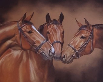 Bay Westphalian champion dressage horse counted cross stitch pattern