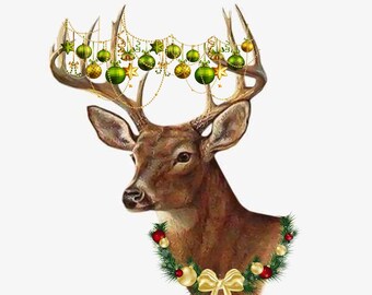 Whitetail buck deer christmas lights wreath antlers counted cross stitch pattern PDF
