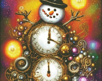 Mechanical snowman steampunk style christmas counted cross stitch pattern digital pdf