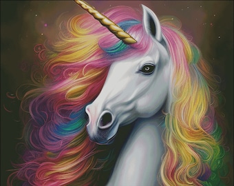 Rainbow Unicorn Counted Cross Stitch Pattern (Digital PDF)