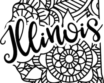 Illinois  state shape mandala zentangle counted cross stitch pattern digital pdf