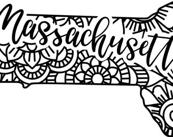 Massachusetts state shape mandala zentangle counted cross stitch pattern digital pdf