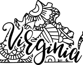 Virginia state shape mandala zentangle counted cross stitch pattern digital pdf