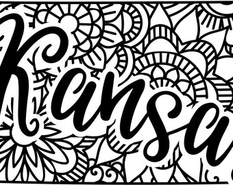 Kansas state shape mandala zentangle counted cross stitch pattern digital pdf