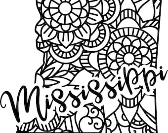 Mississippi state shape mandala zentangle counted cross stitch pattern digital pdf
