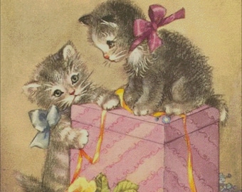 Cat Kitten kitty vintage image counted cross stitch pattern