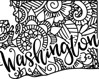 Washington state shape mandala zentangle counted cross stitch pattern digital pdf