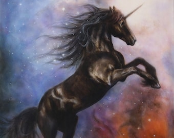 A black unicorn mythical horse counted cross stitch pattern digital pdf