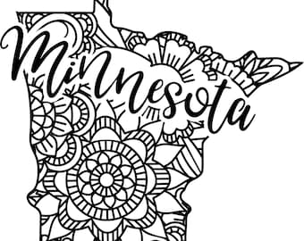 Minnesota state shape mandala zentangle counted cross stitch pattern digital pdf