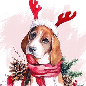 Christmas beagle hound dog winter holiday counted cross stitch pattern PDF