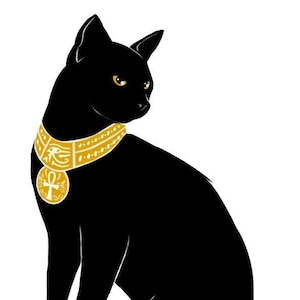 Black Cat Egyptian gold counted cross stitch pattern