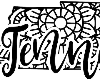 Mandala Tennessee Sticker Zentangle Tennessee Sticker Waterproof Tennessee State Sticker