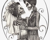 Skeleton bride groom counted cross stitch pattern PDF download
