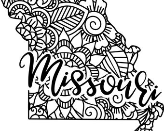 Missouri state shape mandala zentangle counted cross stitch pattern digital pdf