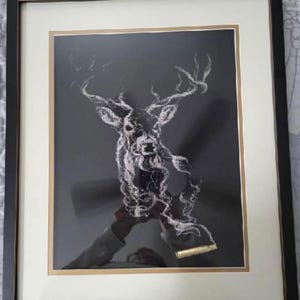 Hirsch, Kugel, rauchendes Geweih, Jagd, gezähltes Kreuzstichmuster