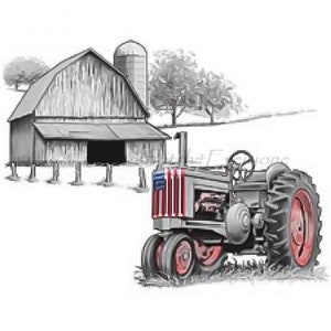 American flag patriotic farm tractor counted cross stitch pattern