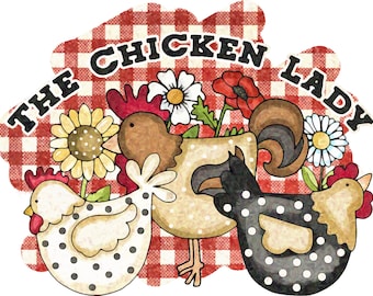 Chicken Lady Cross Stitch Pattern: Whimsical Farm Rooster Hen (Digital PDF)