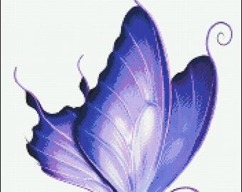 Iridescent purple swallowtail butterfly counted cross stitch pattern PDF