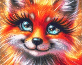 Red Fox Whimsical Counted Cross Stitch Pattern (Digital PDF)