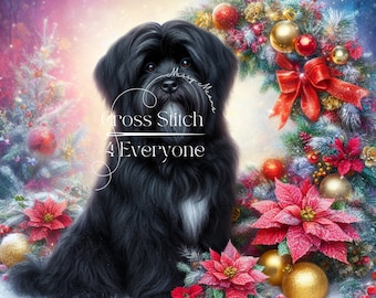 Tibetan Terrier Christmas Cross Stitch Pattern (Digital PDF)