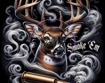 Whitetail Buck Deer smoking bullet counted cross stitch pattern digital pdf