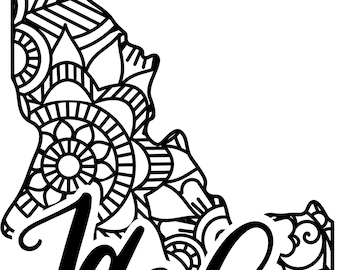 Idaho state shape mandala zentangle counted cross stitch pattern digital pdf