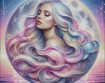 Goddess with Moon Cross Stitch Pattern (Digital PDF)