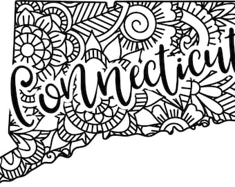 Connecticut  state shape mandala zentangle counted cross stitch pattern digital pdf