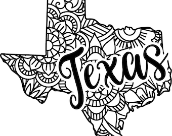 Texas state shape mandala zentangle counted cross stitch pattern digital pdf