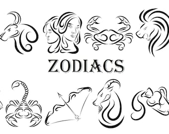 Zodiac Signs birth month all 12 digital counted cross stitch pattern PDF