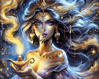 A Genie in purple with magic lamp Cross Stitch Pattern:  (Digital PDF)