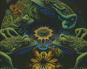 Four Frogs Counted Cross Stitch Pattern (Digital PDF)