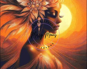 Woman with Feathers Cross Stitch Pattern: Heather Munoz Art (Digital PDF)