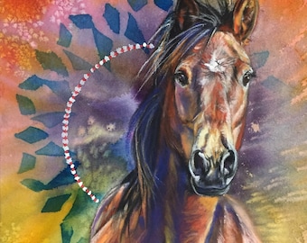 Bay horse counted cross stitch pattern