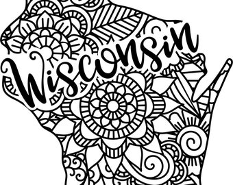 Wisconsin  state shape mandala zentangle counted cross stitch pattern digital pdf