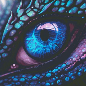 Dragon eye fantasy counted cross stitch pattern digital pdf