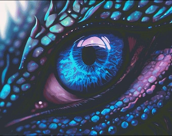 Dragon eye fantasy counted cross stitch pattern digital pdf
