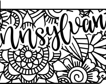 Pennsylvania state shape mandala zentangle counted cross stitch pattern digital pdf