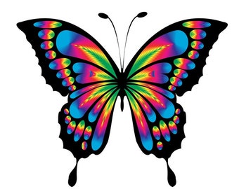 Neon iridescent swallowtail butterfly counted cross stitch pattern PDF