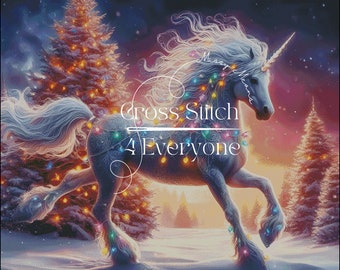 Christmas Unicorn Cross Stitch Pattern: Festive Holiday Fantasy (Digital PDF)