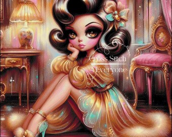 Colorful Woman Cross Stitch Pattern: Ai Art Portrait (Digital PDF)