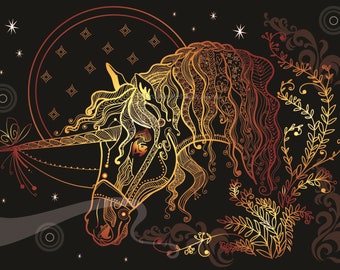 Unicorn fantasy mythical horse counted cross stitch pattern pdf