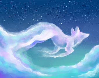 Fox foxes clouds sky wildlife counted cross stitch pattern PDF