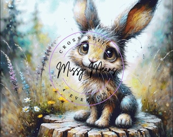Hare and Wildflowers Cross Stitch Pattern (Digital PDF)