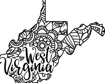 West Virginia  state shape mandala zentangle counted cross stitch pattern digital pdf