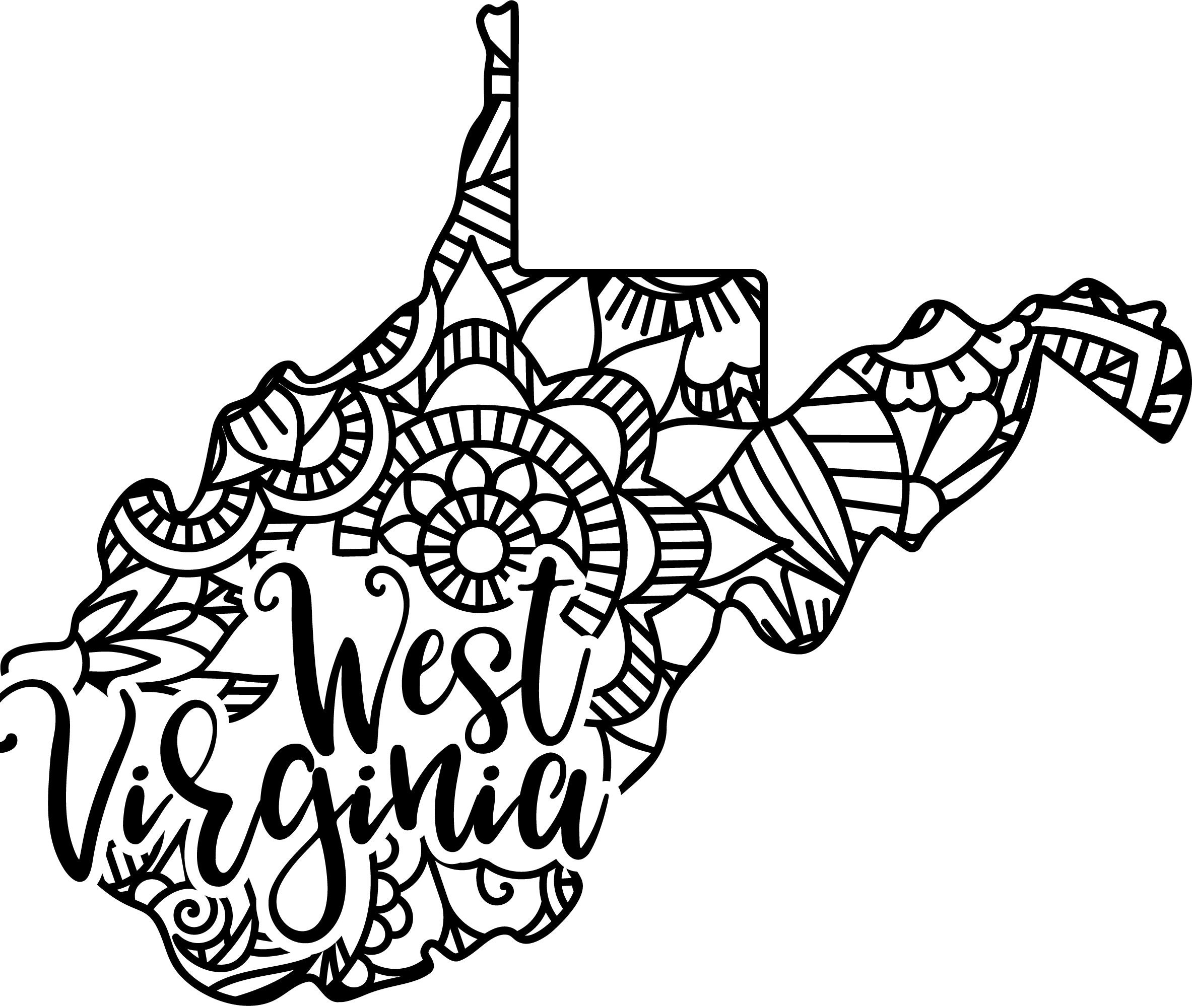 West Virginia State Shape Mandala Zentangle Counted Cross Stitch