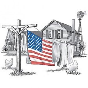 American flag patriotic clothesline  country farmhouse counted cross stitch pattern